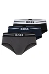 Hugo Boss Three-pack Of Stretch-cotton Trunks With Logo Waistbands In Patterned