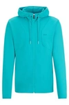 Hugo Boss Cotton-blend Zip-up Hoodie With Hd Logo Print In Light Green