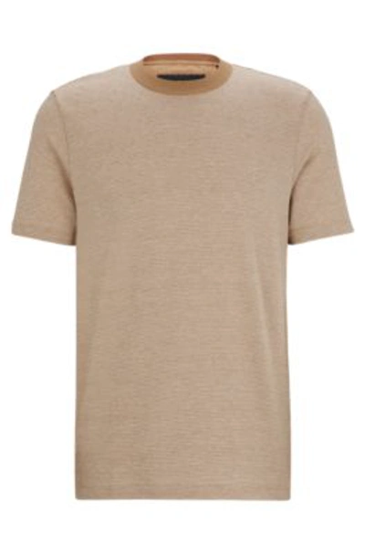 Hugo Boss Bubble-structure T-shirt In Cotton And Cashmere In Beige