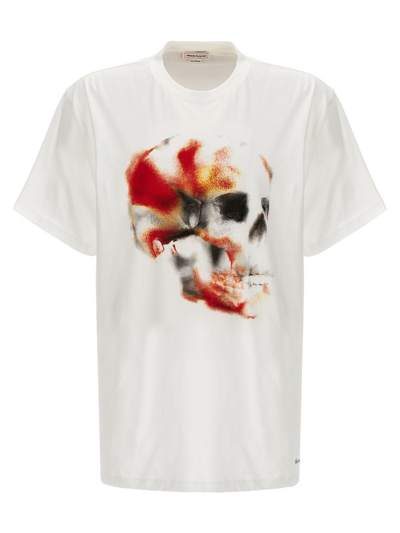 Alexander Mcqueen Obscured Skull T-shirt In White