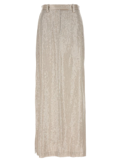 Brunello Cucinelli Sequin Embellishment Maxi Skirt In Gray