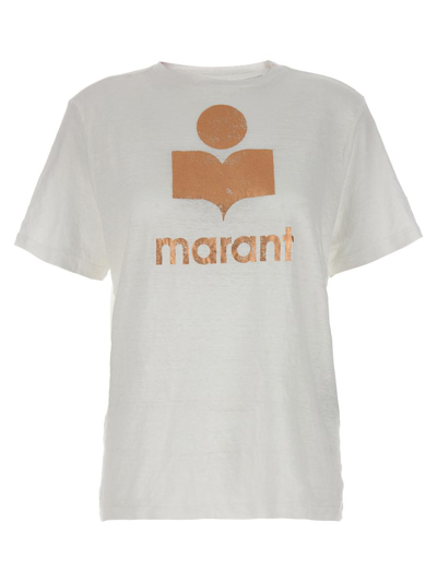 Isabel Marant Étoile Isabel Marant Etoile Zewel T-shirt With Metallic Logo Print In White