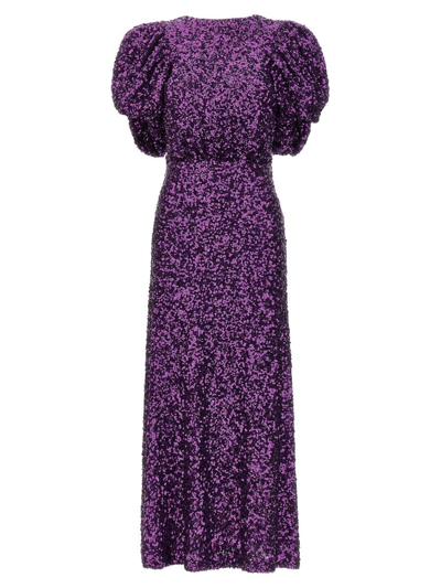 Rotate Birger Christensen Puff-sleeve Sequinned Maxi Dress In Purple