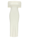 Wardrobe.nyc Shoulder-baring Bodycon Midi Dress In White