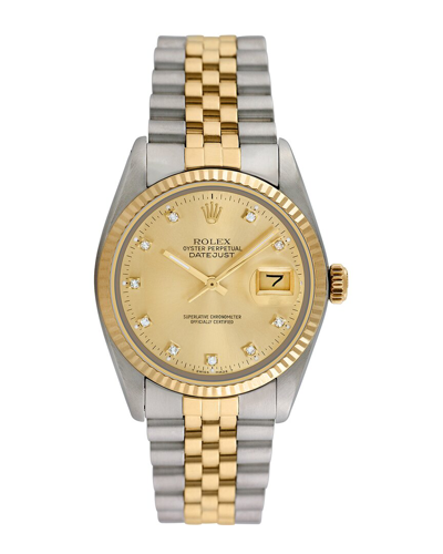 Rolex Men's Datejust Diamond Watch, Circa 1980s () In Gold