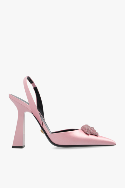 Versace La Medusa Satin Slingback Pumps In New