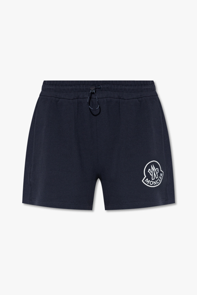 Moncler Drawstring Cotton Shorts In Blue