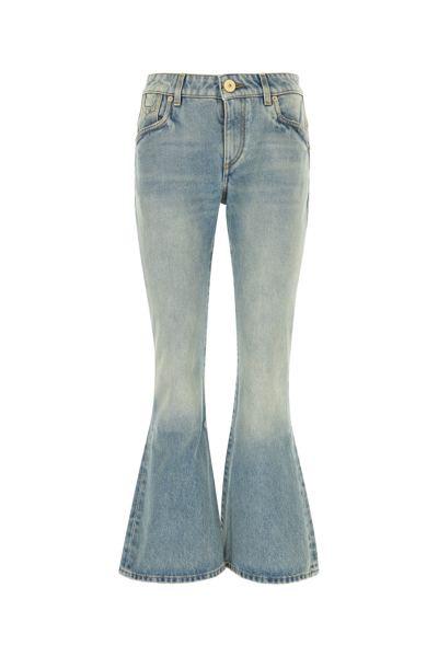 Balmain Western Low-rise Bootcut Jeans In Ff Bleu Jean