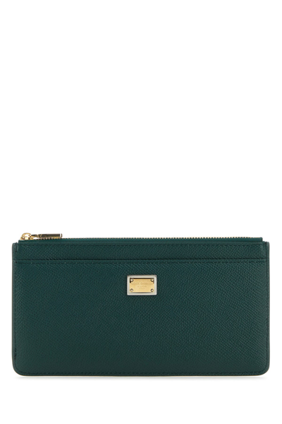 Dolce & Gabbana Bottle Green Leather Dauphine Card Holder