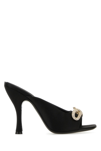Ferragamo Elegant Satin Flats With 10.5 Cm Heel For Women In Black