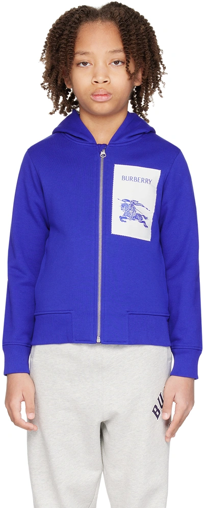 Burberry Kids Blue Ekd Hoodie In Knight