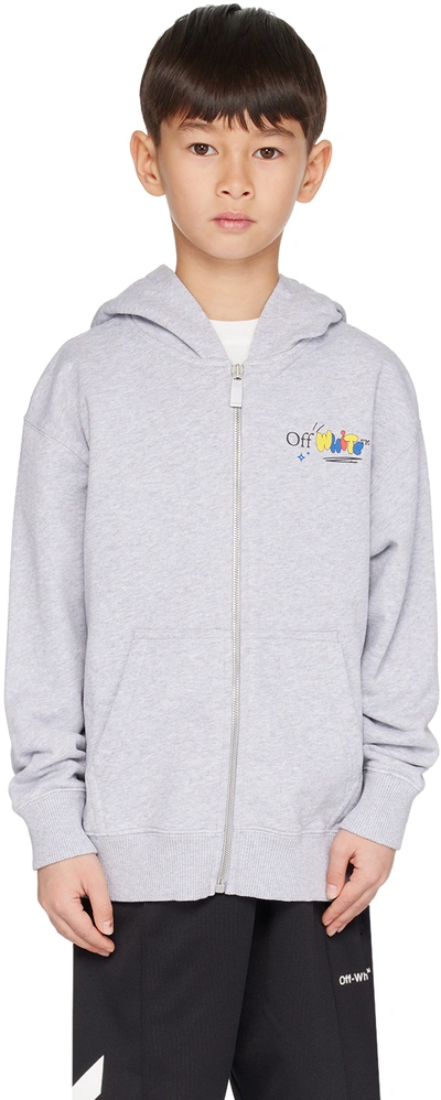 Off-white Kids Gray Funny Hoodie In Grey Black