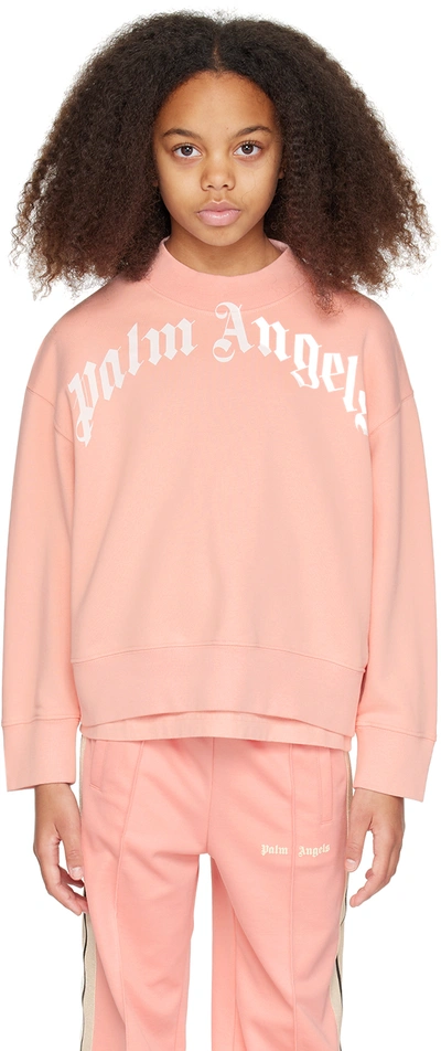 Palm Angels Kids Pink Classic Sweatshirt In Pink White