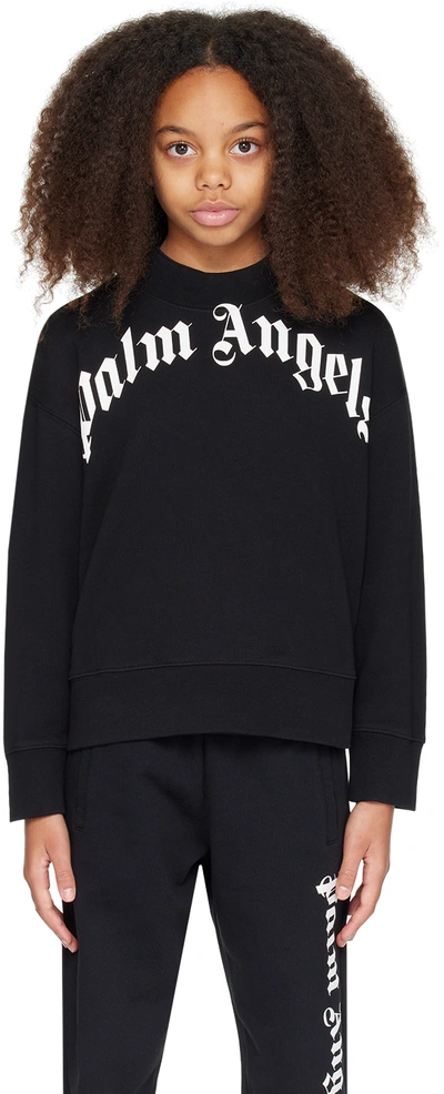 Palm Angels Kids Black Classic Sweatshirt In Black White