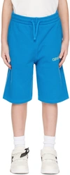 Off-white Big Bookish Cotton Track Shorts In Methyl Blue Green