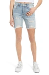 Vigoss Ace Ripped High Waist Denim Bermuda Shorts In Light Wash