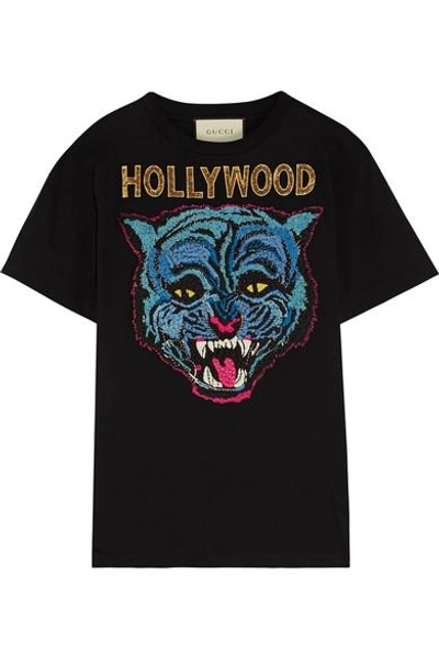 Gucci Hollywood Tiger-motif Cotton T-shirt In 1082