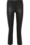 VINCE CROPPED LEATHER LEGGINGS