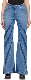 Dion Lee Darted Flared Mid-rise Denim Jeans In American Blue