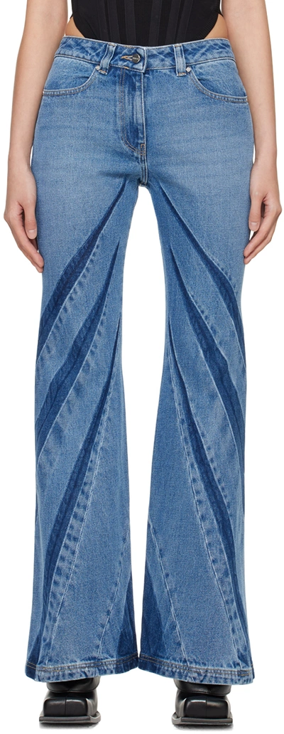 Dion Lee Darted Flared Mid-rise Denim Jeans In American Blue