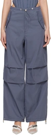 Dion Lee Womens Asphalt Parachute Wide-leg Mid-rise Cotton-blend Trousers In Asphalt