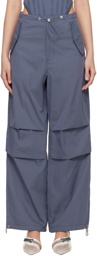 Dion Lee Womens Asphalt Parachute Wide-leg Mid-rise Cotton-blend Trousers