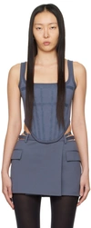 DION LEE GRAY CORSET TANK TOP