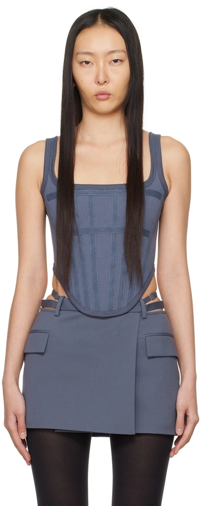 Dion Lee Grey Corset Tank Top In Asphalt