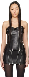 Dion Lee Biker Zipped Leather Corset Top In Black