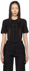 DION LEE BLACK CORSET T-SHIRT