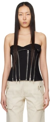 DION LEE BLACK BIKER DENIM CAMISOLE