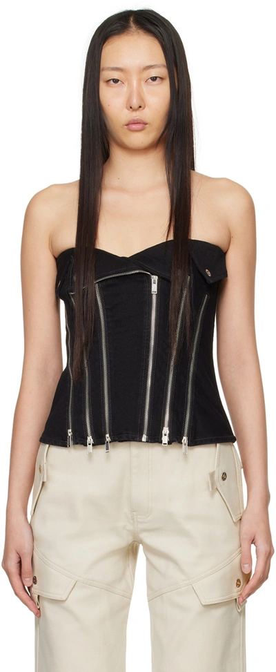DION LEE BLACK BIKER DENIM CAMISOLE