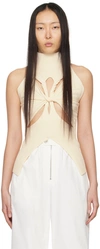 DION LEE BEIGE MUSCULAR TWIST TANK TOP