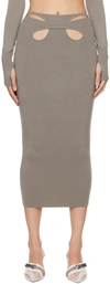 DION LEE GRAY MOBIUS LOOP MIDI SKIRT