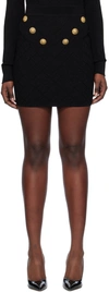 Balmain Black Short Skirt With Jewel Buttons In Viscose Blend Woman