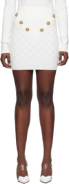 Balmain White Mini Pencil Skirt With Jewel Buttons In 0fa Blanc