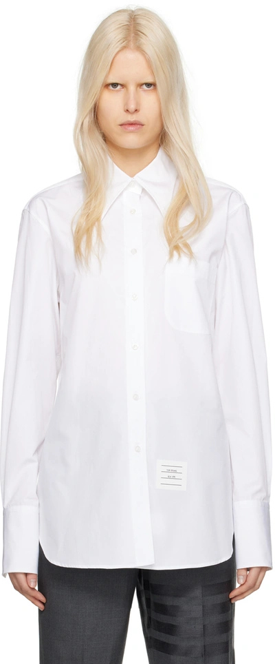 Thom Browne White Pointed Collar Shirt In 100 White