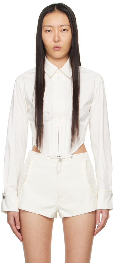 Dion Lee Off-white Tuxedo Shirt In Ivory