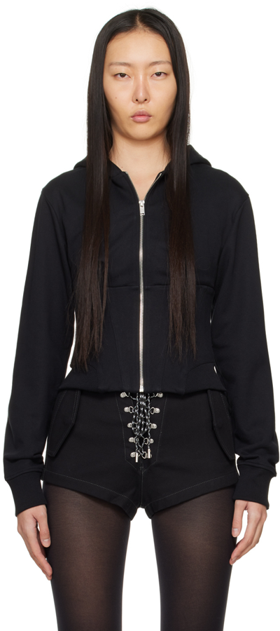 Dion Lee Black Layered Corset Hoodie