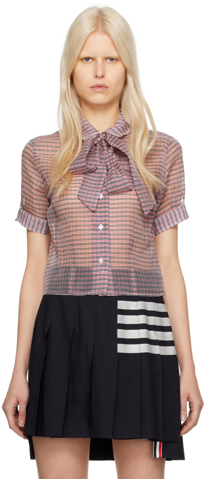 Thom Browne Blue & Red Checked Blouse In 960 Rwbwht