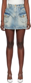 BALMAIN BLUE WESTERN DENIM MINISKIRT