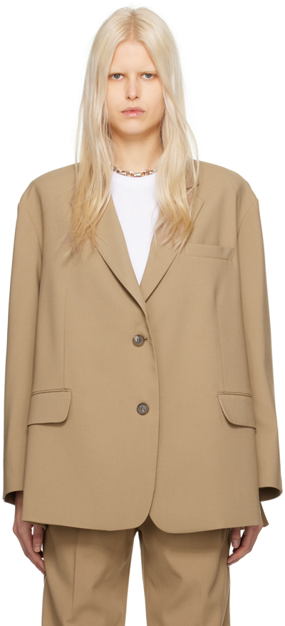 The Frankie Shop Beige Bea Blazer In Latte