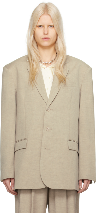 The Frankie Shop Taupe Gelso Blazer In Taupe Melange