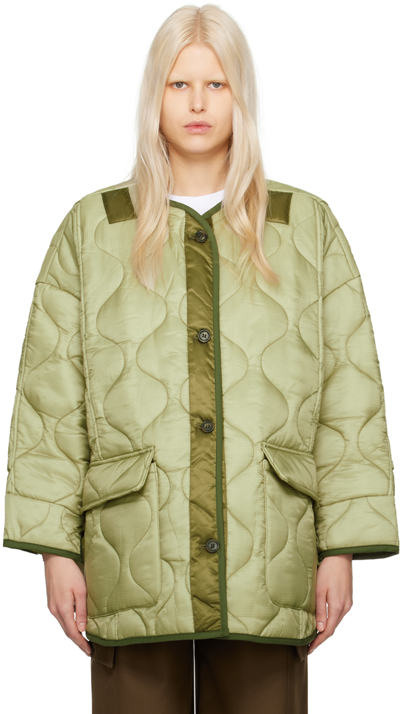 The Frankie Shop Khaki Teddy Puffer Jacket In Moss Green