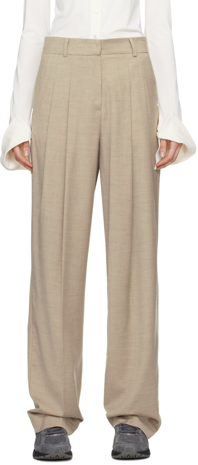 The Frankie Shop Taupe Gelso Trousers In Taupe Melange