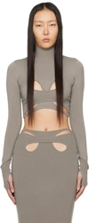 Dion Lee Taupe Mobius Loop Long Sleeve T-shirt In Dark Cement
