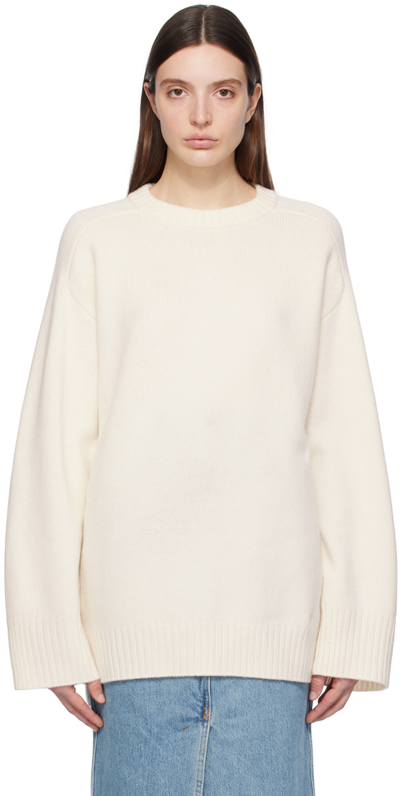 Loulou Studio Safi Round Neck Sweater In Ivory