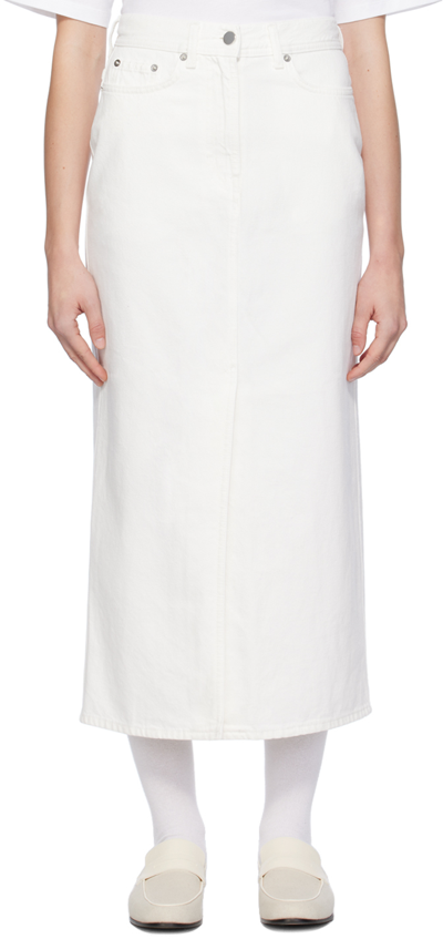 Loulou Studio White Rona Denim Maxi Skirt In Ivory