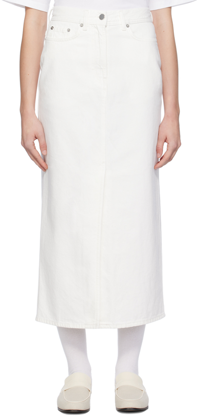 Loulou Studio Denim Long Skirt In White