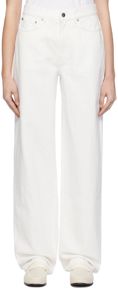 Loulou Studio White Samur Jeans In Ivory